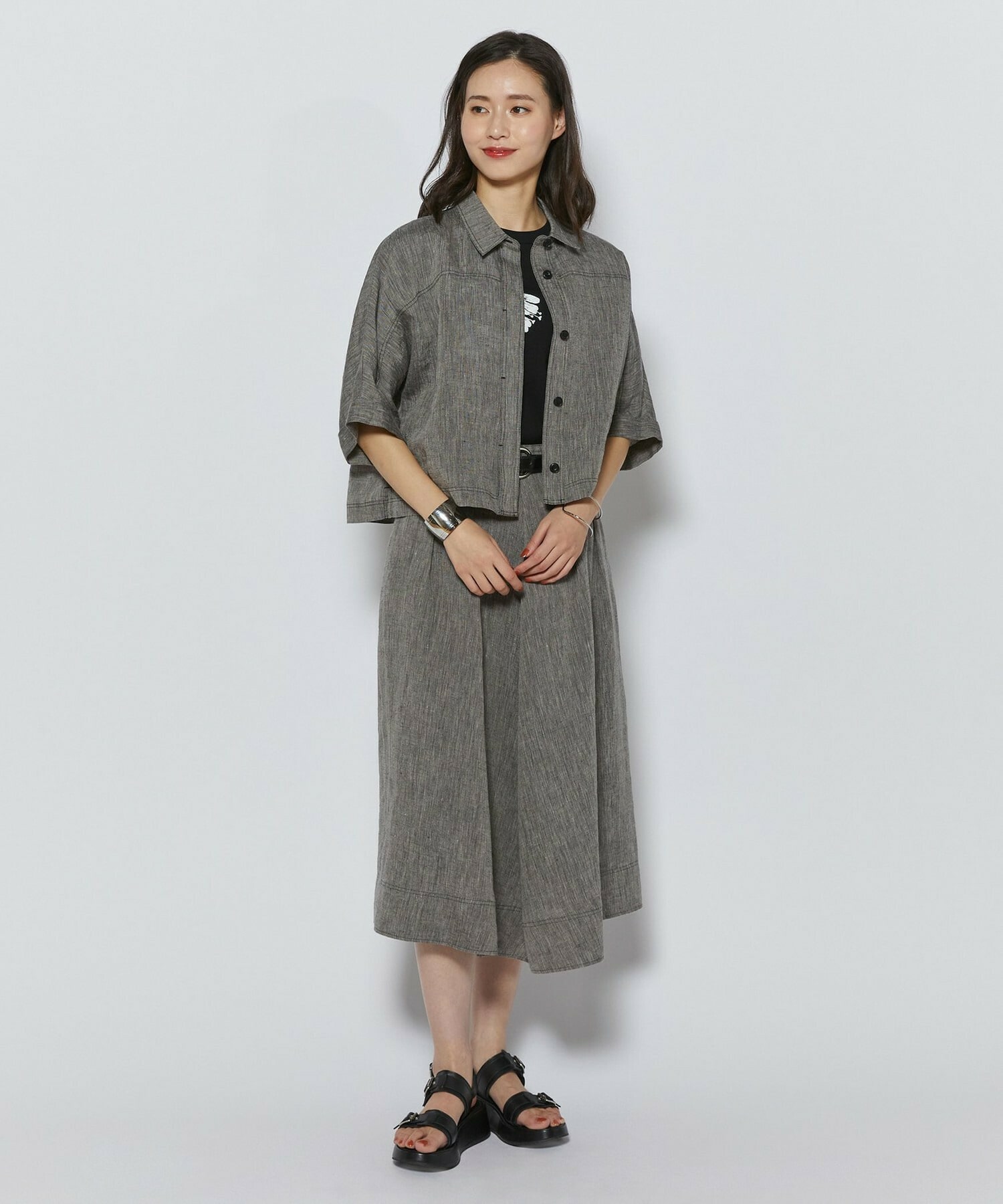 【L'EQUIPE】［eclat 2026年5月号掲載商品］ヘンプ麻スカート 詳細画像 ブラック系その他 9