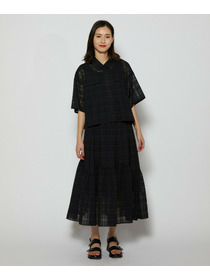 【L'EQUIPE】シアーチェックスカート 詳細画像 ブラック系その他 1