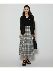 【L'EQUIPE】シアーチェックスカート 詳細画像 ブラック系その他 12