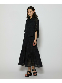 【L'EQUIPE】シアーチェックスカート 詳細画像 ブラック系その他 2