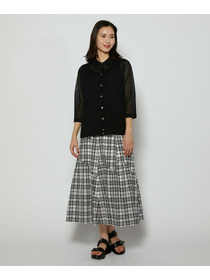 【L'EQUIPE】シアーチェックスカート 詳細画像 ブラック系その他 9