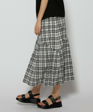 【L'EQUIPE】シアーチェックスカート 詳細画像 ホワイト系その他 1