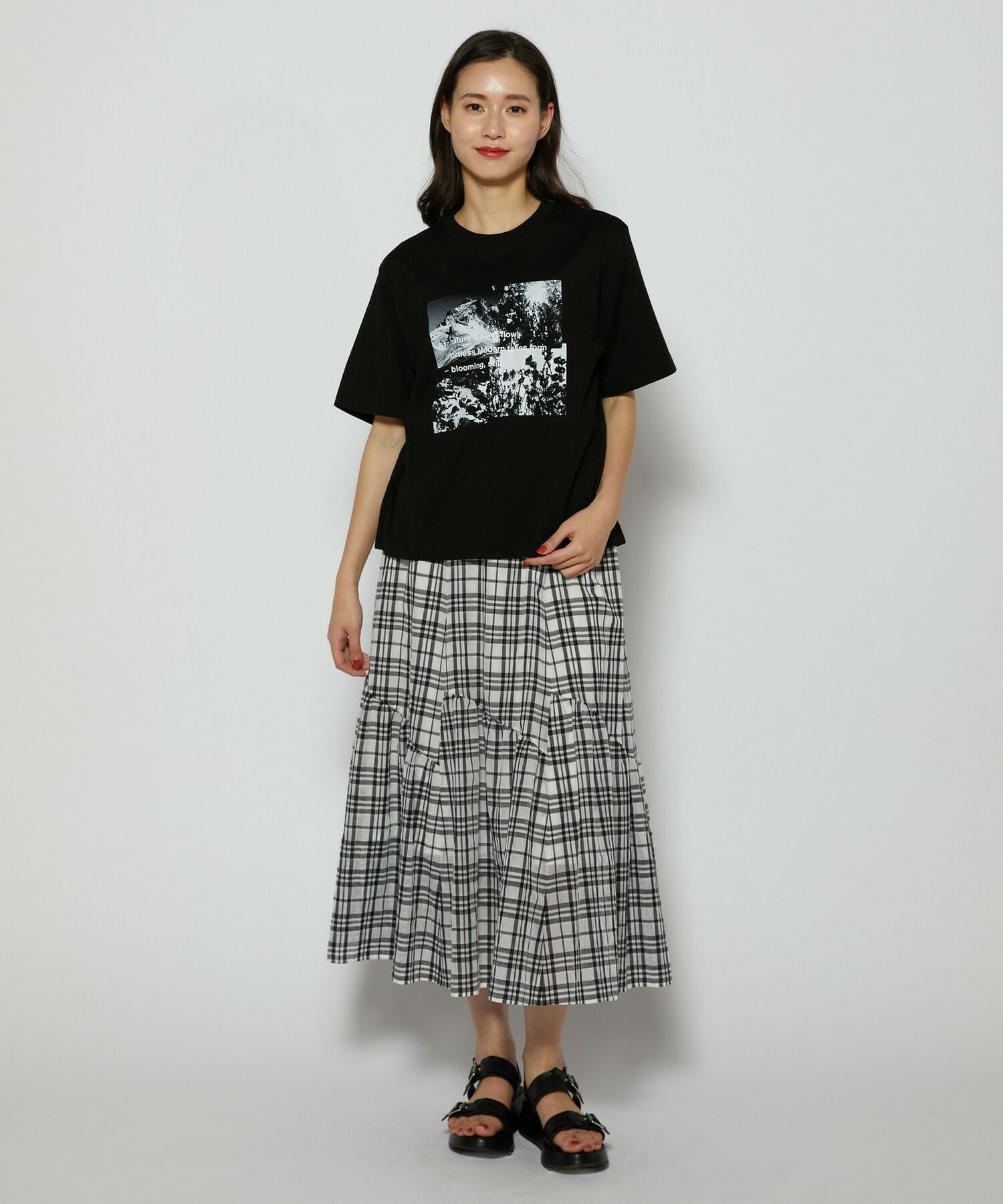 【L'EQUIPE】シアーチェックスカート 詳細画像 ブラック系その他 15