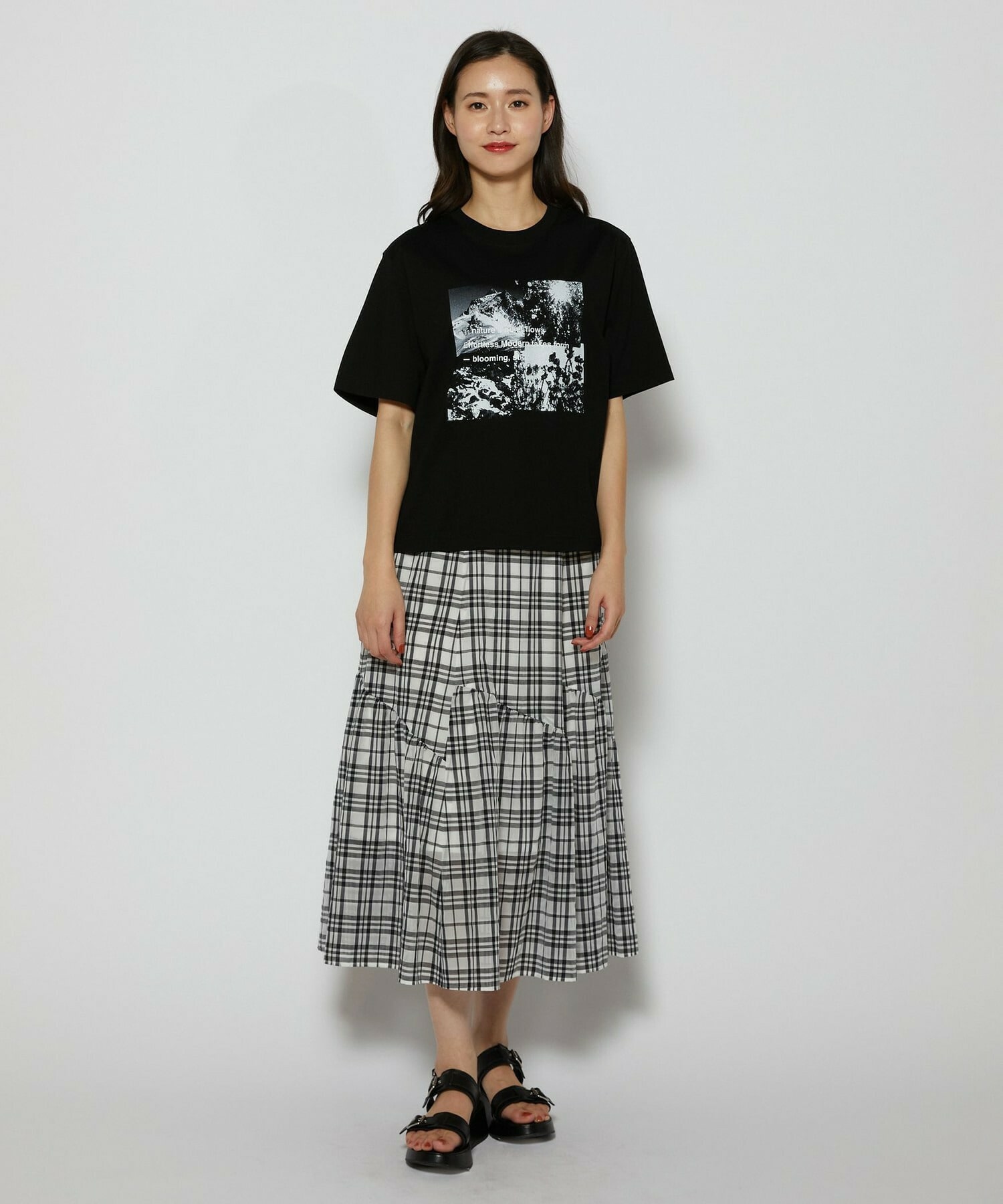 【L'EQUIPE】シアーチェックスカート 詳細画像 ブラック系その他 16