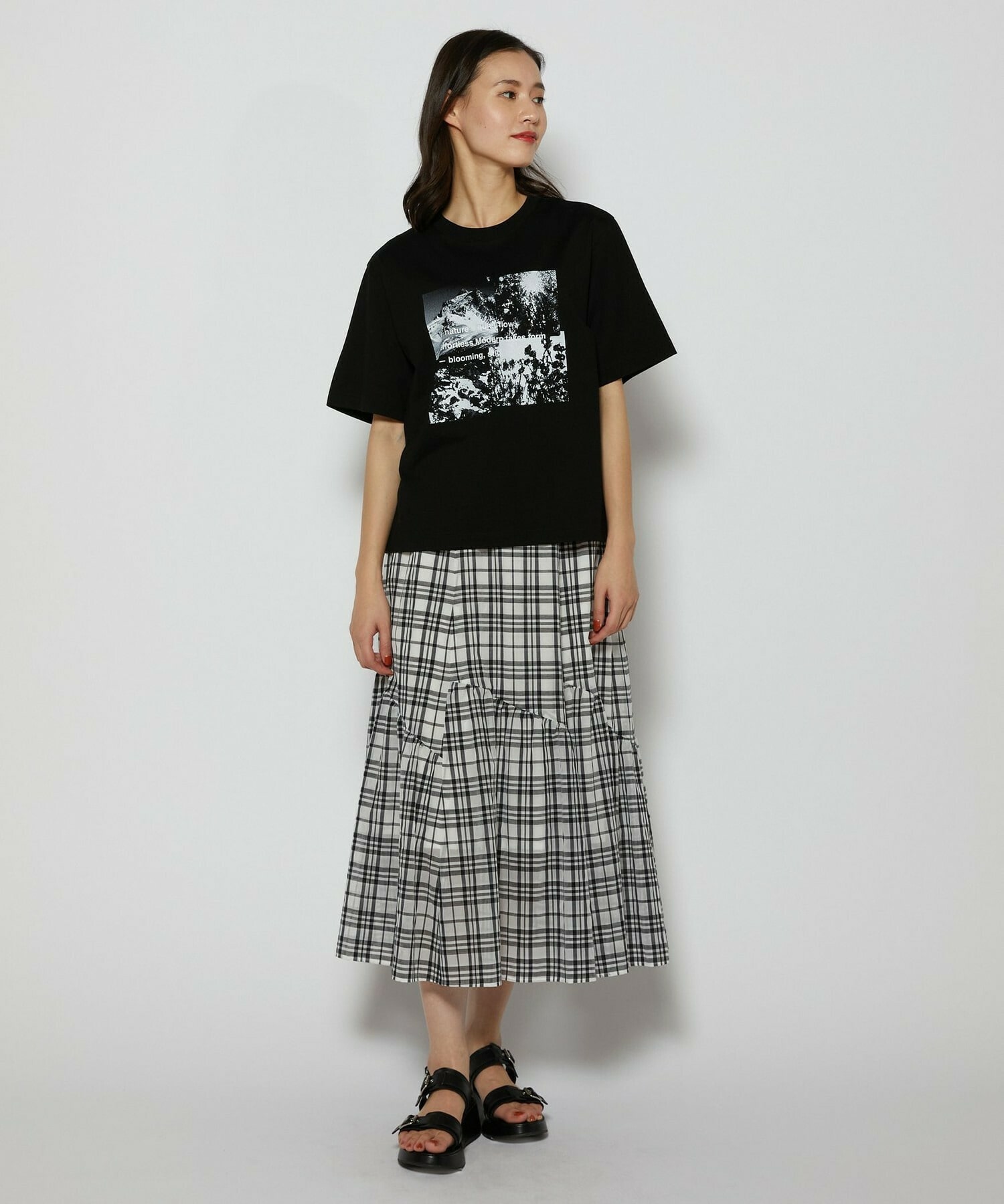 【L'EQUIPE】シアーチェックスカート 詳細画像 ブラック系その他 17