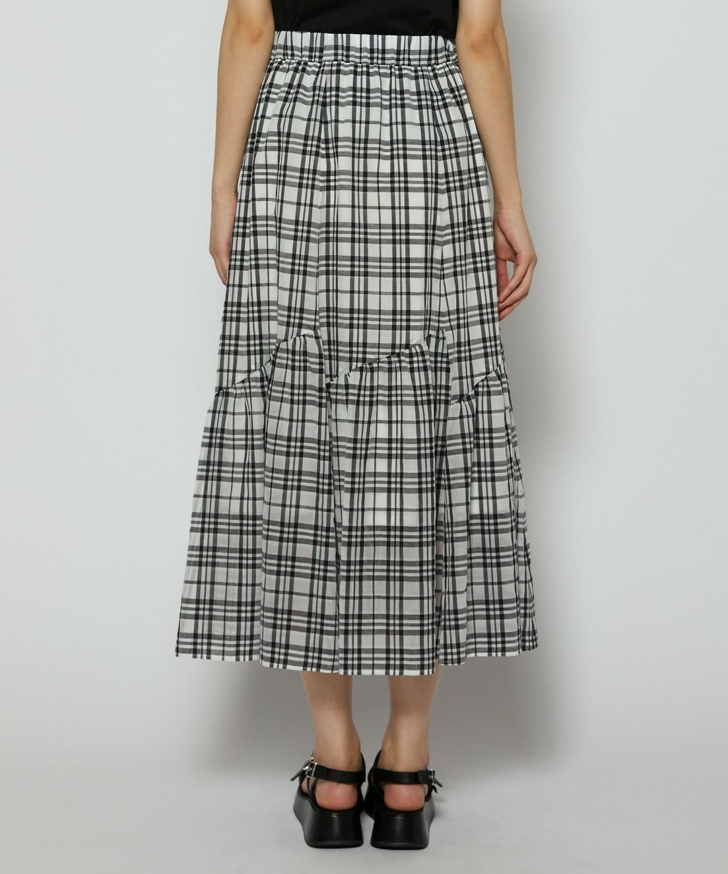 【L'EQUIPE】シアーチェックスカート 詳細画像 ブラック系その他 21