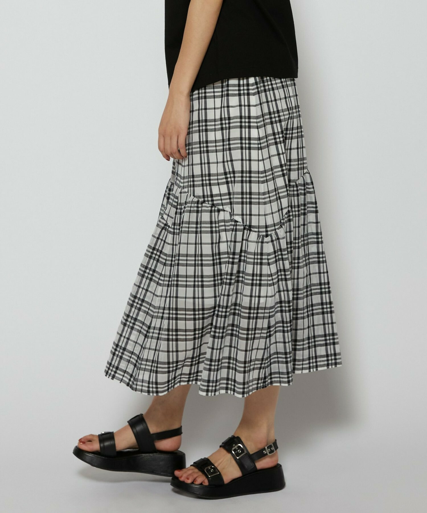 【L'EQUIPE】シアーチェックスカート 詳細画像 ホワイト系その他 1