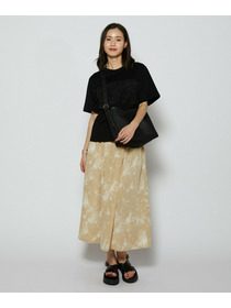 【L'EQUIPE】ブラッシュプリントスカート 詳細画像 ブラック系その他 1