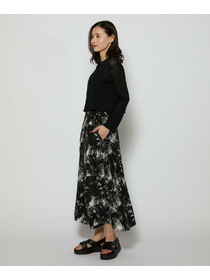 【L'EQUIPE】ブラッシュプリントスカート 詳細画像 ブラック系その他 16