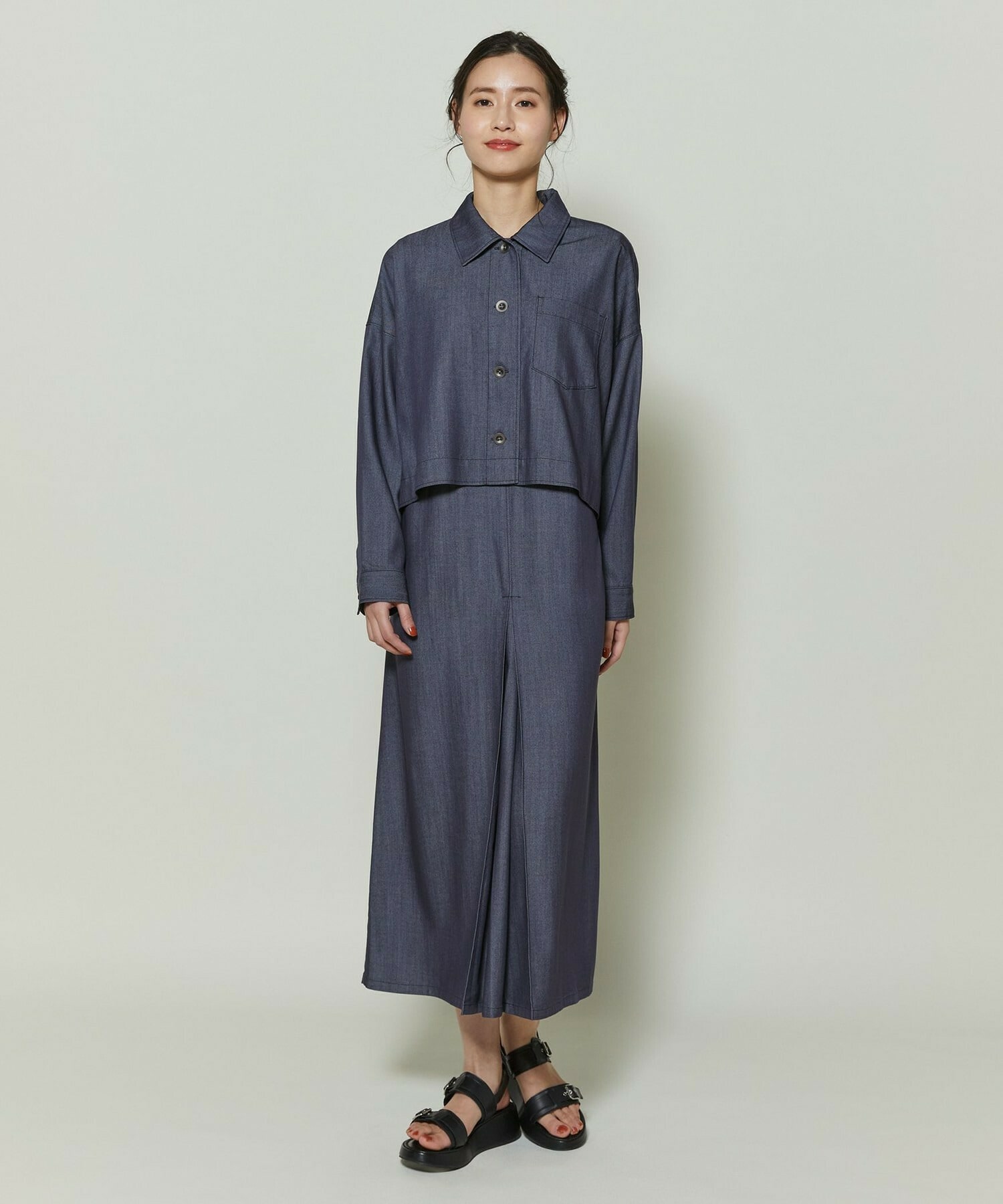 【GREEN】ソフトデニムワンピース 詳細画像 インディゴブルー 3