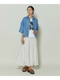 【GREEN】コットンリヨセルダンガリースクエアボリュームスリーブシャツ 詳細画像 ライトブルー 1