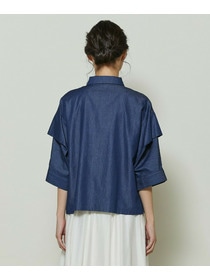 【GREEN】コットンリヨセルダンガリースクエアボリュームスリーブシャツ 詳細画像 ライトブルー 12