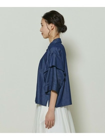 【GREEN】コットンリヨセルダンガリースクエアボリュームスリーブシャツ 詳細画像 ライトブルー 13