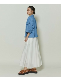 【GREEN】コットンリヨセルダンガリースクエアボリュームスリーブシャツ 詳細画像 ライトブルー 4