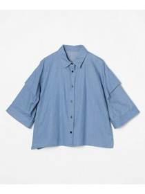 【GREEN】コットンリヨセルダンガリースクエアボリュームスリーブシャツ 詳細画像 ライトブルー 6