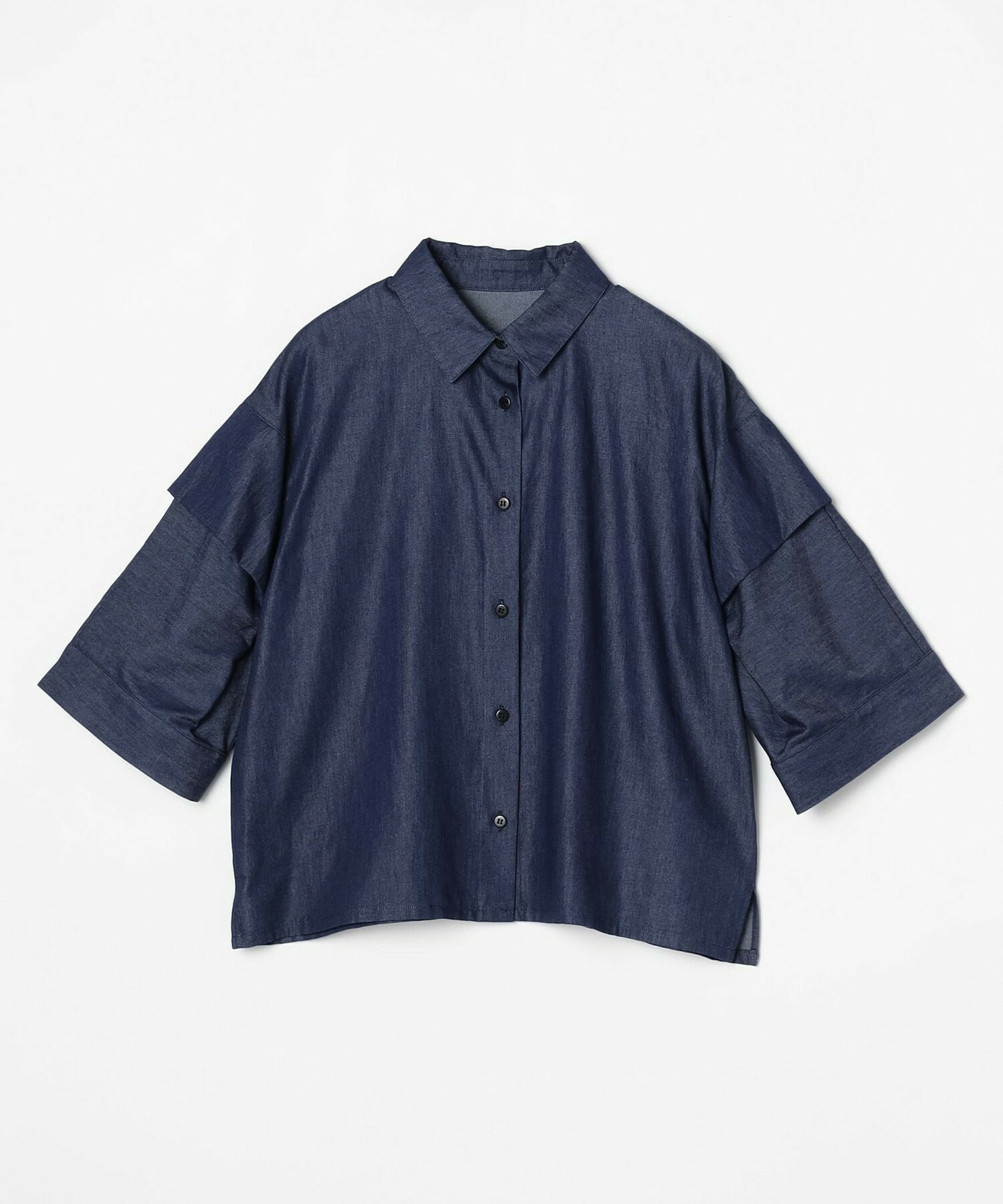 【GREEN】コットンリヨセルダンガリースクエアボリュームスリーブシャツ 詳細画像 ライトブルー 14