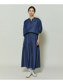 【GREEN】コットンリヨセルダンガリーバレルスリーブシャツ 詳細画像 ライトブルー 1