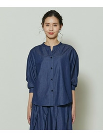 【GREEN】コットンリヨセルダンガリーバレルスリーブシャツ 詳細画像 ライトブルー 5