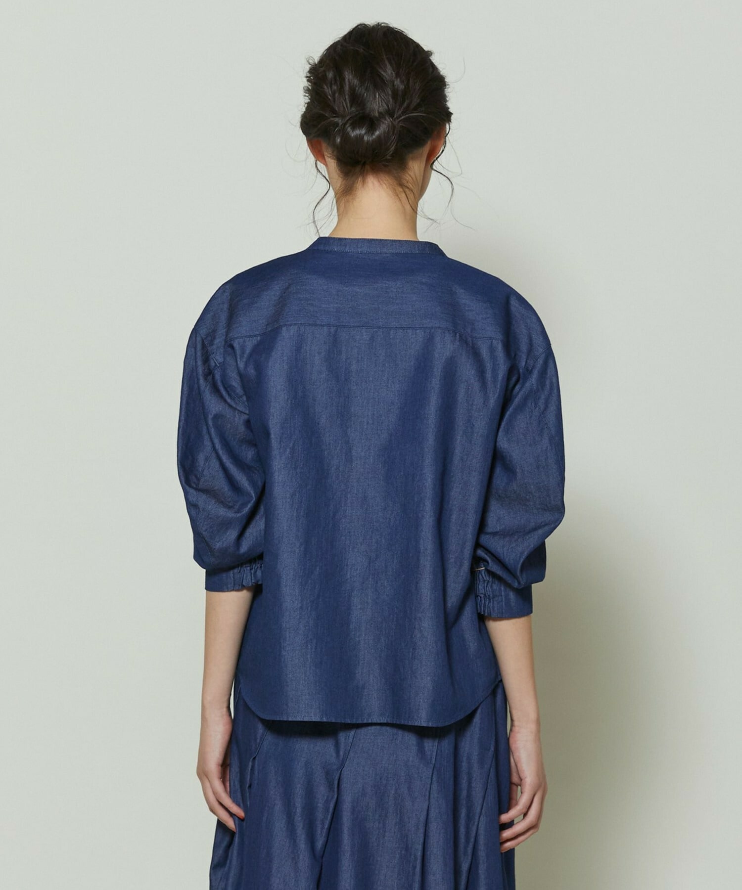 【GREEN】コットンリヨセルダンガリーバレルスリーブシャツ 詳細画像 ライトブルー 7