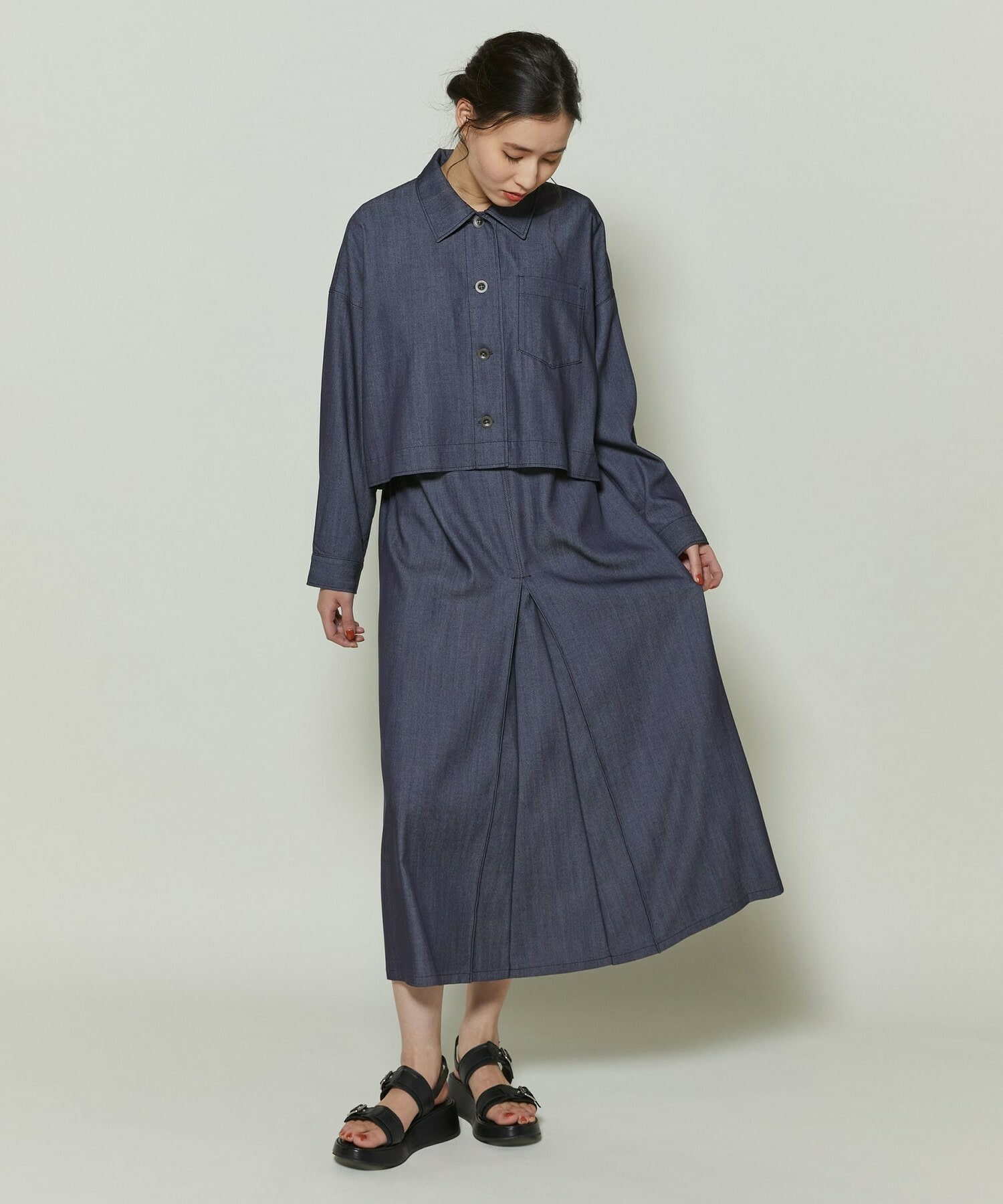 【GREEN】ソフトデニムブラウス 詳細画像 インディゴブルー 2