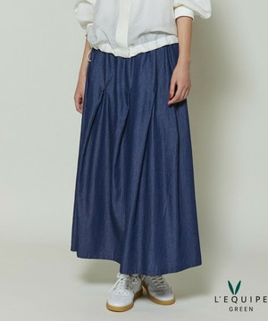 【GREEN】コットンリヨセルダンガリースカート 詳細画像 ライトブルー 1