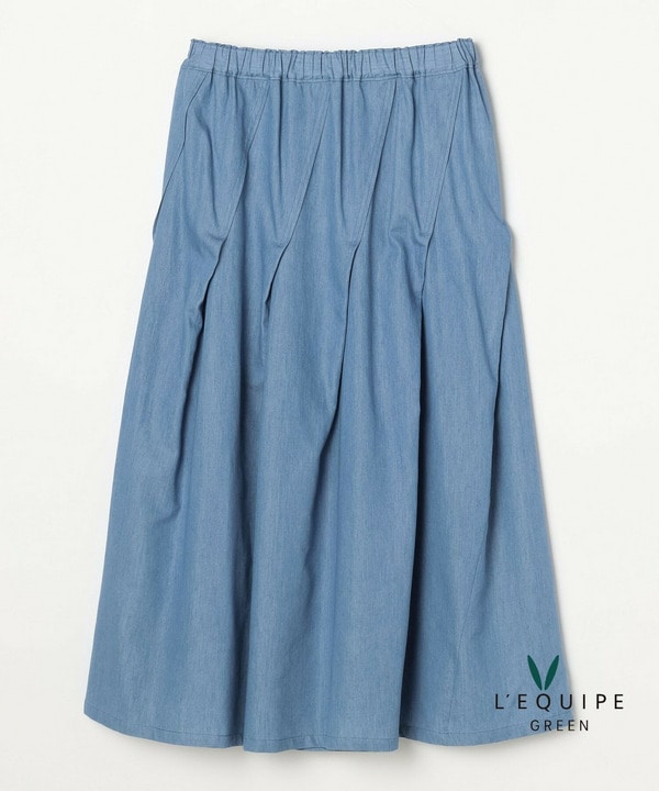 【GREEN】コットンリヨセルダンガリースカート