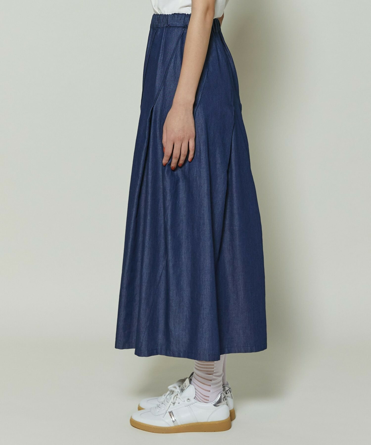 【GREEN】コットンリヨセルダンガリースカート 詳細画像 ライトブルー 11