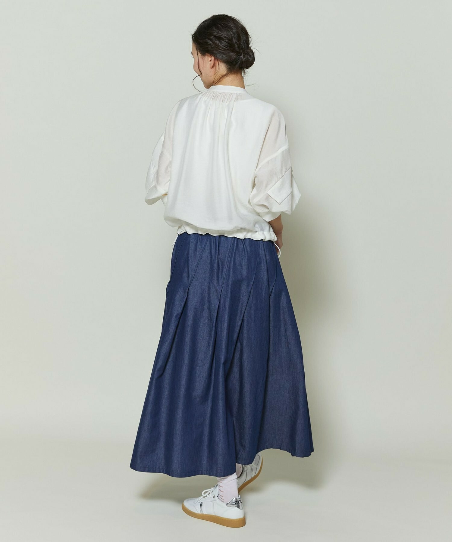 【GREEN】コットンリヨセルダンガリースカート 詳細画像 ライトブルー 2