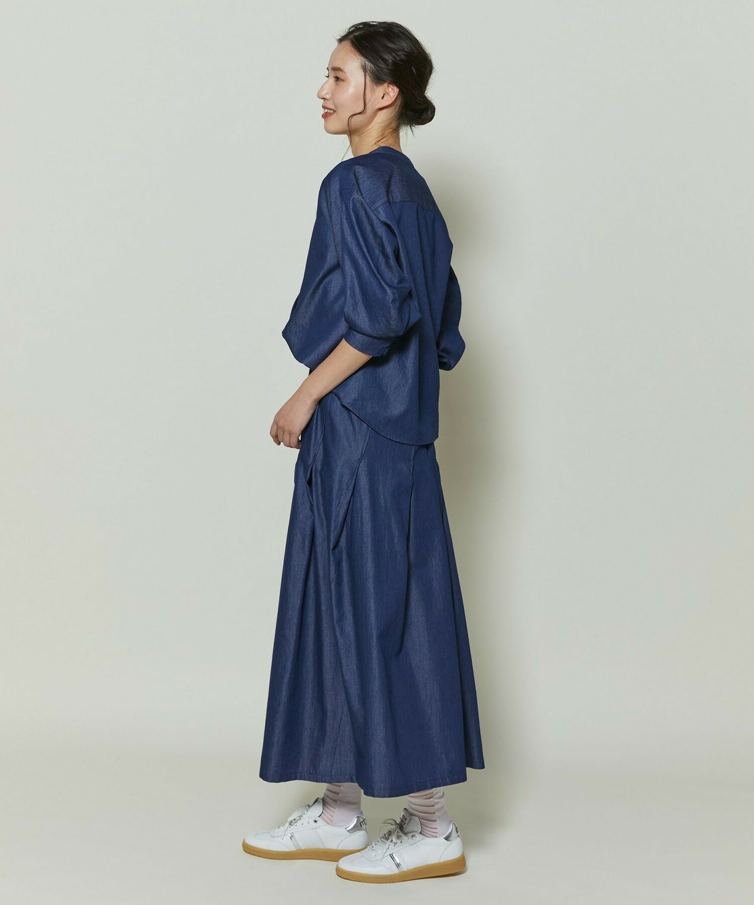 【GREEN】コットンリヨセルダンガリースカート 詳細画像 ライトブルー 8