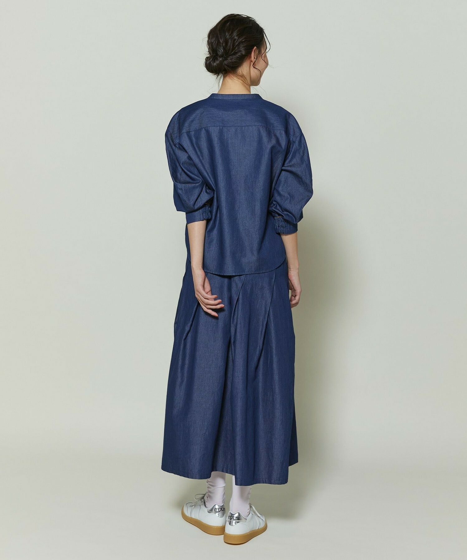 【GREEN】コットンリヨセルダンガリースカート 詳細画像 ライトブルー 9