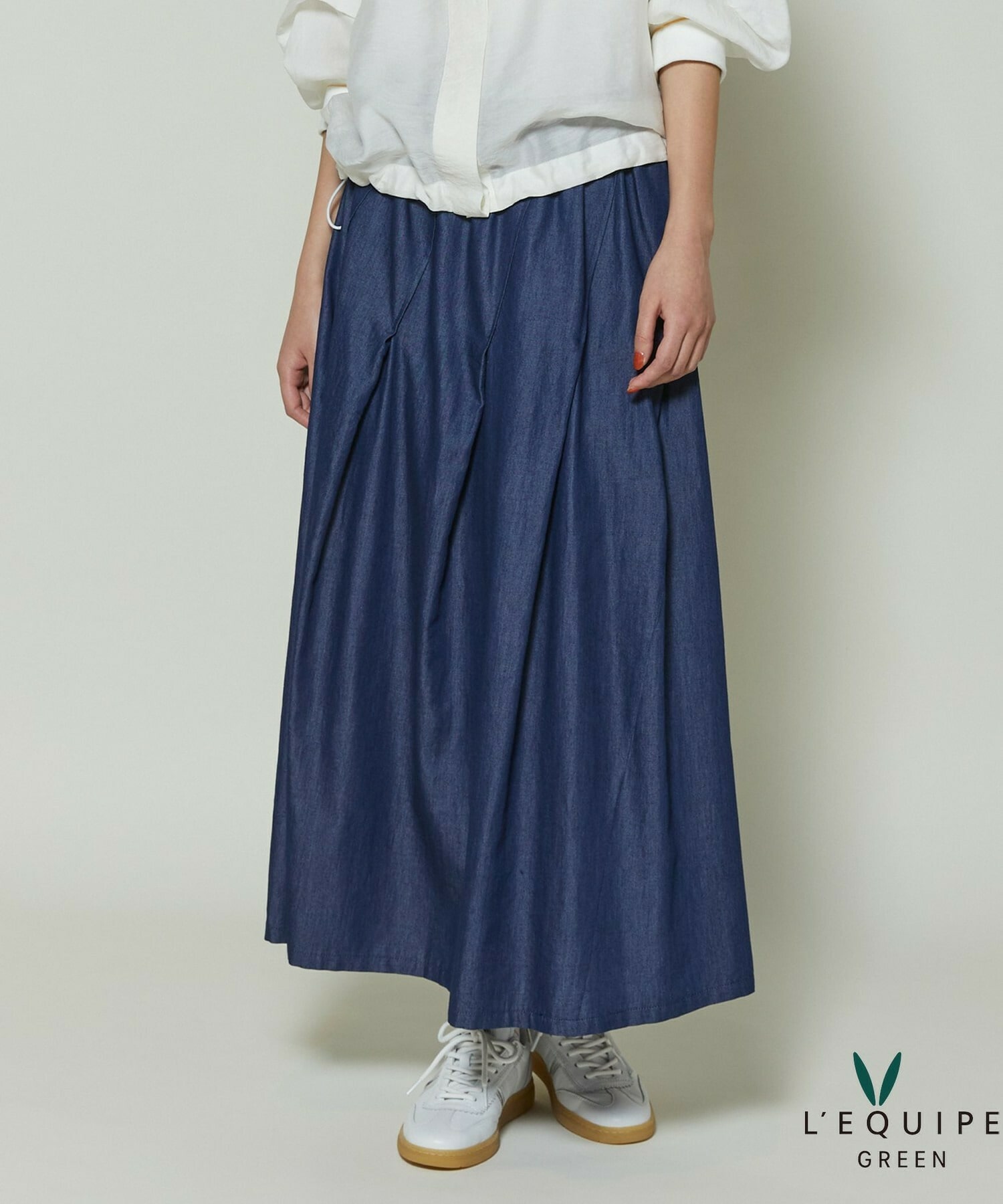 【GREEN】コットンリヨセルダンガリースカート 詳細画像 ライトブルー 1