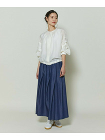 【GREEN】シルク混エアリー平織ブラウス 詳細画像 ネイビー 10