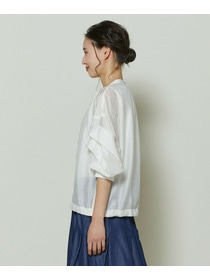 【GREEN】シルク混エアリー平織ブラウス 詳細画像 ネイビー 12