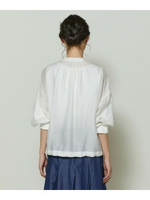 【GREEN】シルク混エアリー平織ブラウス 詳細画像 ネイビー 13