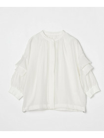 【GREEN】シルク混エアリー平織ブラウス 詳細画像 ネイビー 14