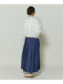 【GREEN】シルク混エアリー平織ブラウス 詳細画像 ネイビー 8