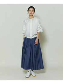 【GREEN】シルク混エアリー平織ブラウス 詳細画像 ネイビー 9