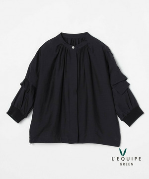 【GREEN】シルク混エアリー平織ブラウス 詳細画像 ネイビー 1