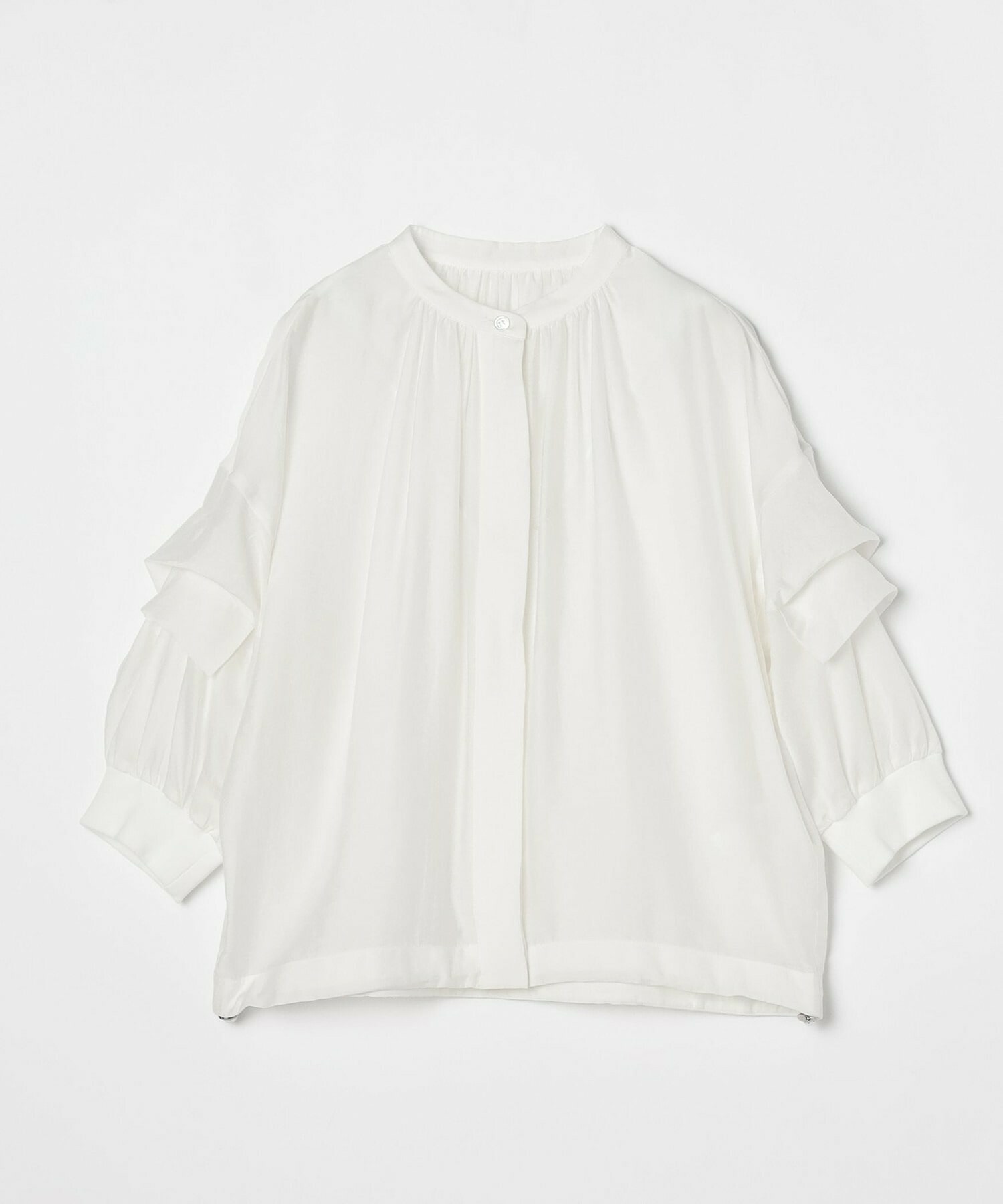 【GREEN】シルク混エアリー平織ブラウス 詳細画像 ネイビー 14