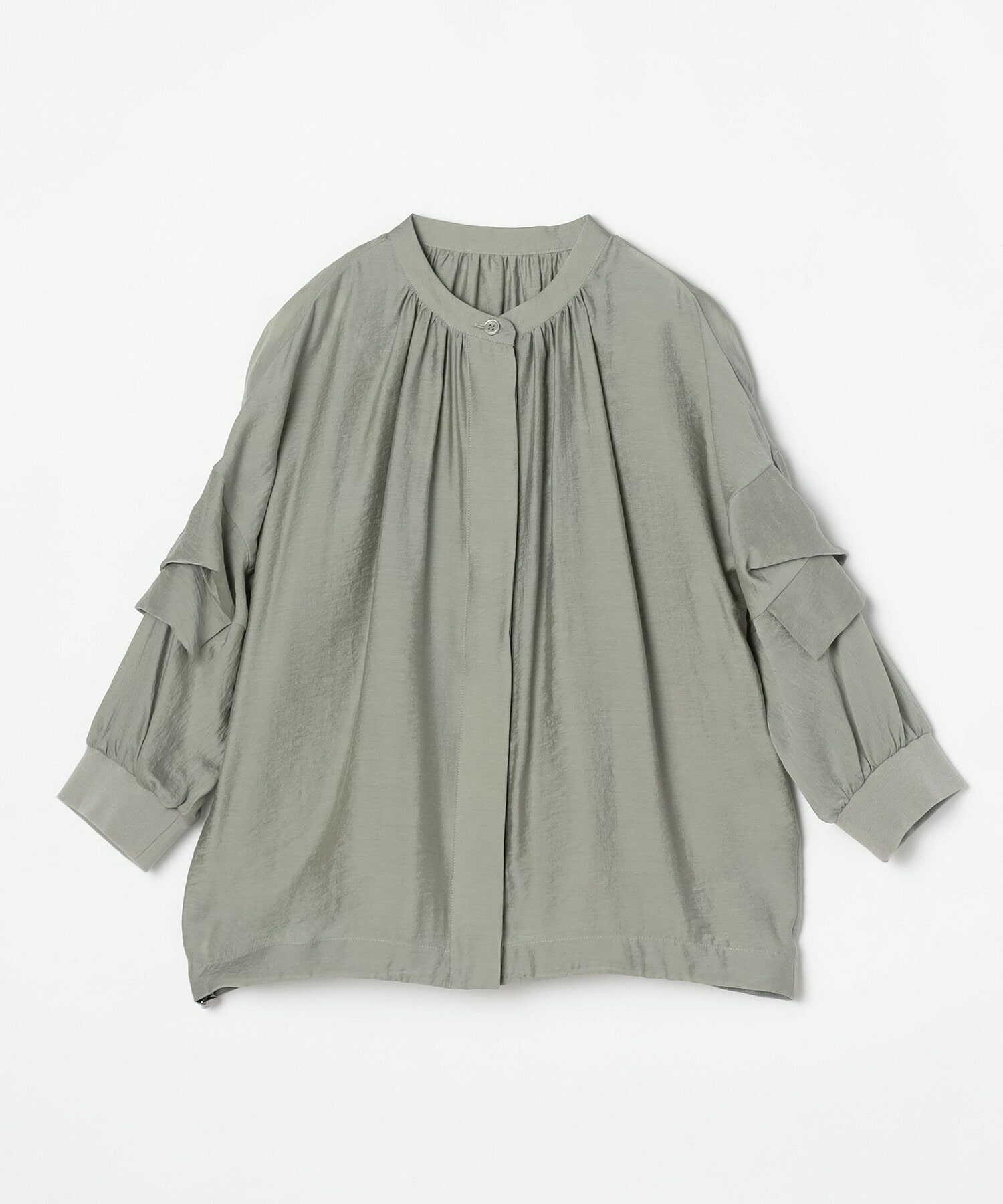 【GREEN】シルク混エアリー平織ブラウス 詳細画像 ネイビー 5