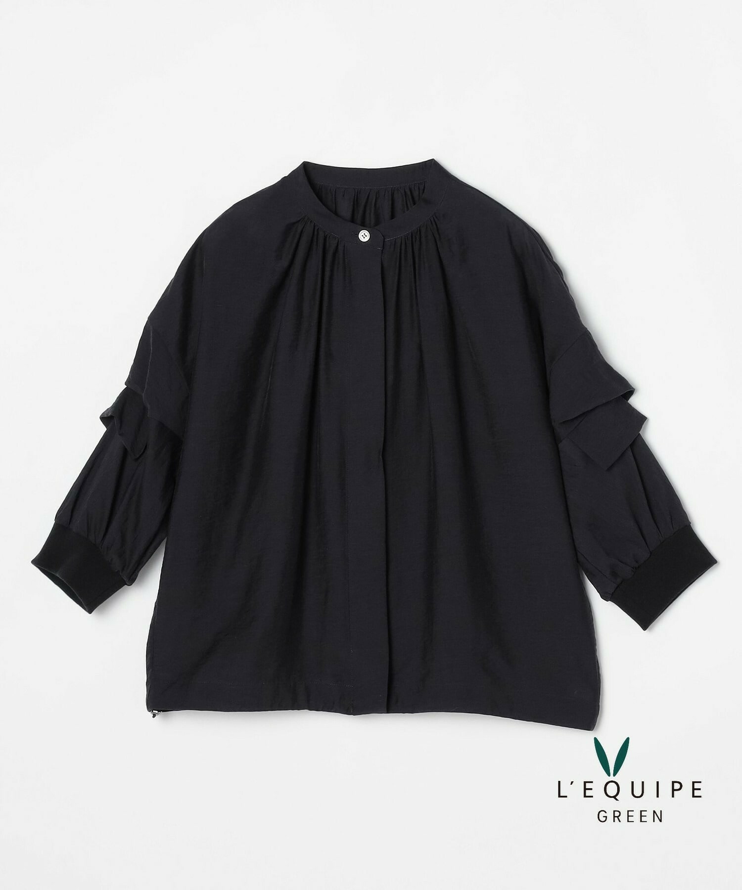 【GREEN】シルク混エアリー平織ブラウス 詳細画像 ネイビー 1