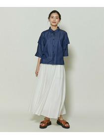 【GREEN】シルク混エアリー平織スカート 詳細画像 ネイビー 1