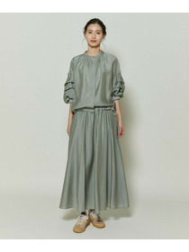 【GREEN】シルク混エアリー平織スカート 詳細画像 ネイビー 15