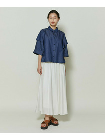 【GREEN】シルク混エアリー平織スカート 詳細画像 ネイビー 2