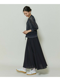 【GREEN】シルク混エアリー平織スカート 詳細画像 ネイビー 24