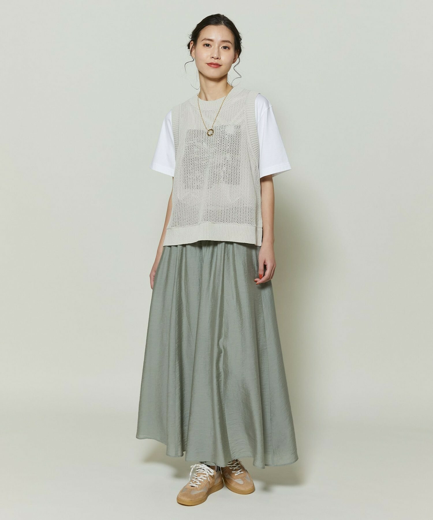 【GREEN】シルク混エアリー平織スカート 詳細画像 ネイビー 10