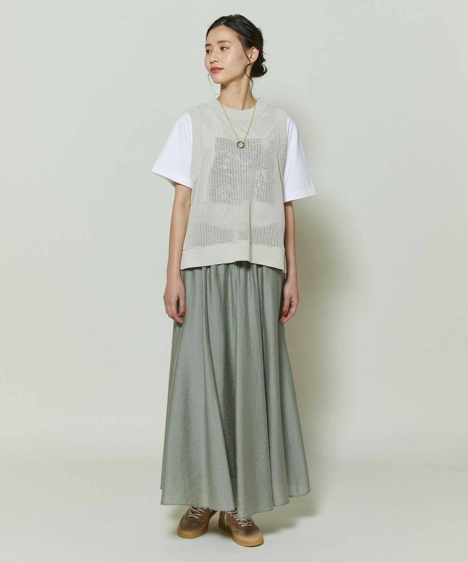 【GREEN】シルク混エアリー平織スカート 詳細画像 ネイビー 11