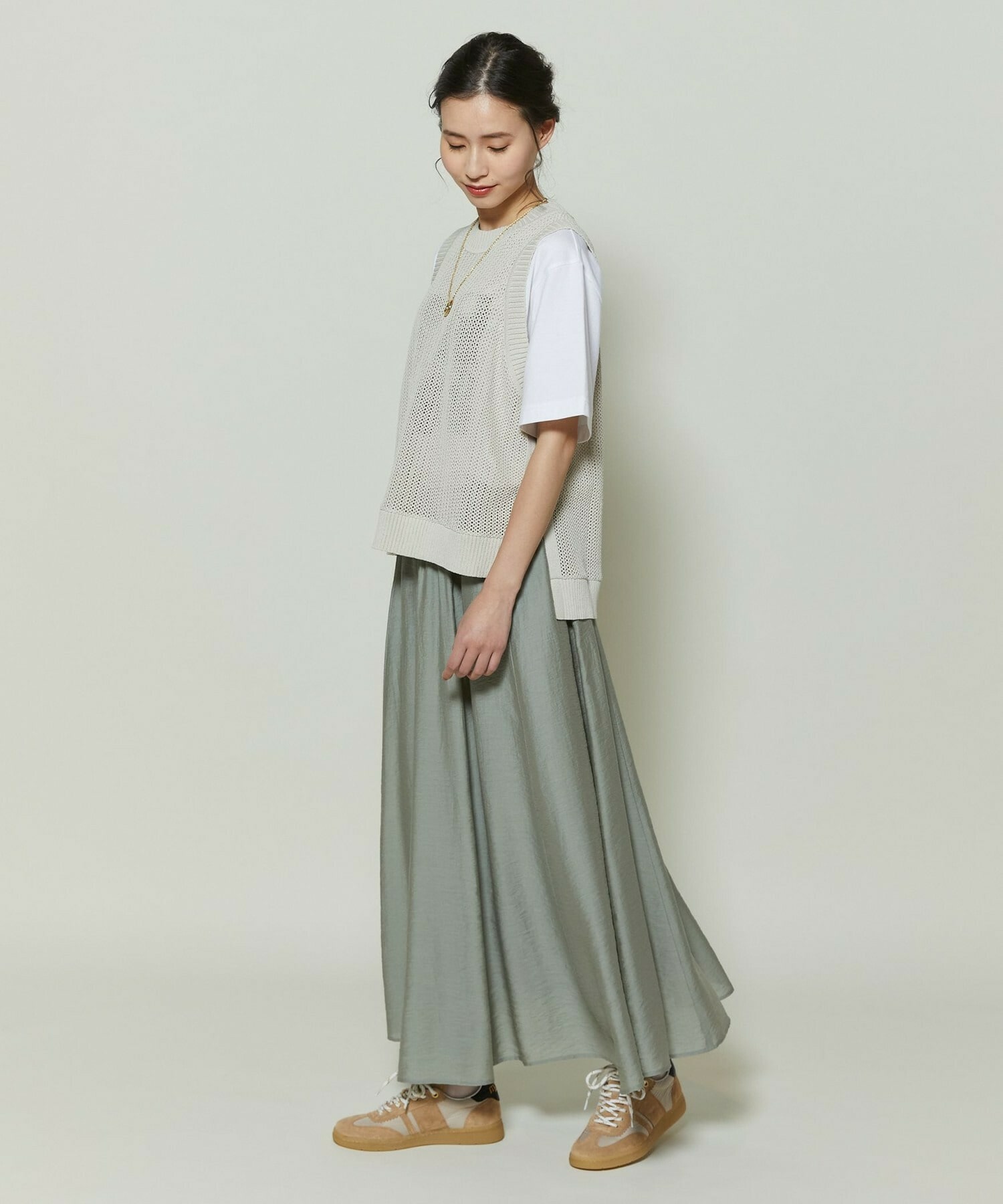 【GREEN】シルク混エアリー平織スカート 詳細画像 ネイビー 12