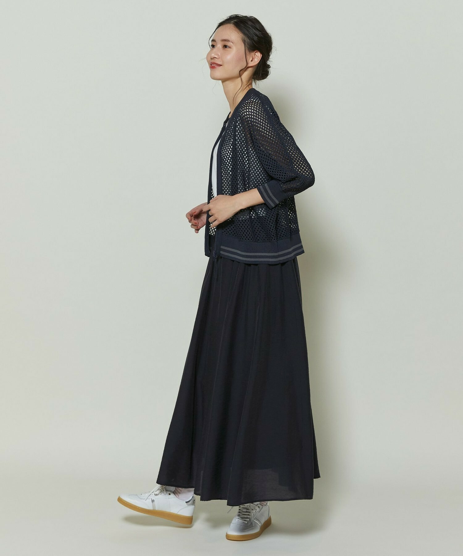 【GREEN】シルク混エアリー平織スカート 詳細画像 ネイビー 23