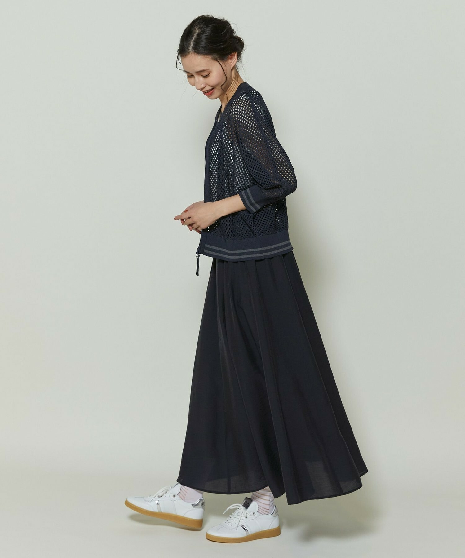 【GREEN】シルク混エアリー平織スカート 詳細画像 ネイビー 24